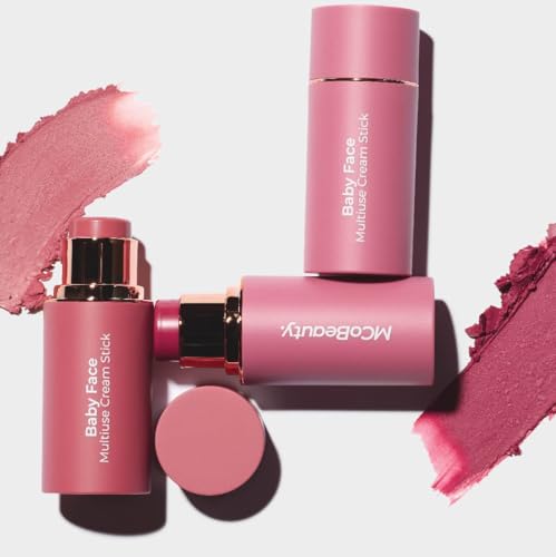 MCoBeauty Baby Face Multi-Use Cream Stick, Chouchou Nude Peach Shade, Silky Smooth, Buildable Blush for Eyes, Lips & Cheeks, Vegan, Cruelty Free Cosmetics
